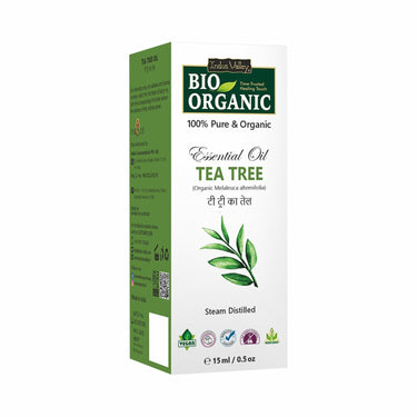 Indus Valley 100% Pure Natural & Organic, Undiluted Tea Tree Essential Oil with Therapeutic Grade & Glass Dropper for Skin, Hair Care -15ml